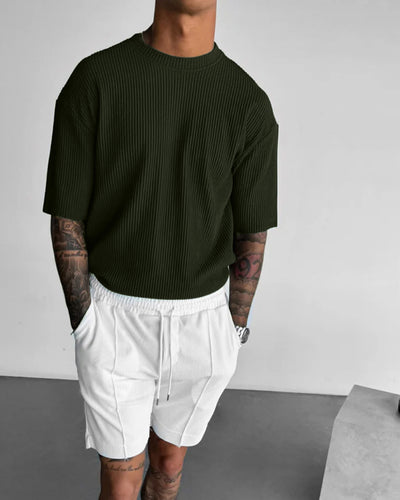 OVERSIZE RIBBED T-SHIRT - RAIN FOREST