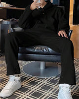 Oversize Full Sleeve HoodieShirt & Trouser Set - Black