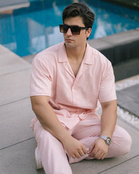 SIGNATURE LOOSE FIT RICH LINEN CORD SET - PEACH