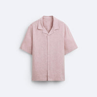 RELAXED FIT BOWLING LINEN SHIRT - PEACH