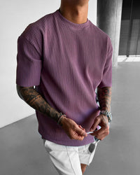 OVERSIZE RIBBED T-SHIRT - ELDERBERRY
