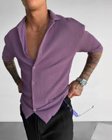 OVERSIZE RIBBED SHIRT - ELDERBERRY