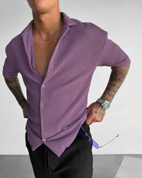 OVERSIZE RIBBED SHIRT - ELDERBERRY