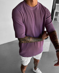 OVERSIZE RIBBED T-SHIRT - ELDERBERRY