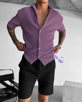 OVERSIZE RIBBED SHIRT - ELDERBERRY