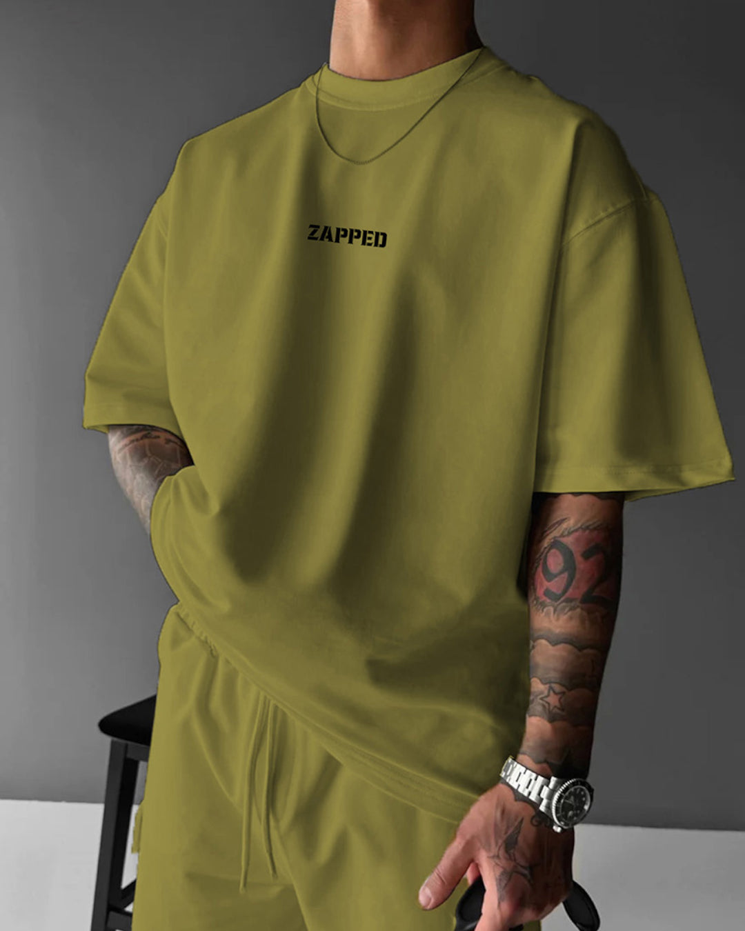 ZAPPED OVERSIZE CREW NECK COTTON T-SHIRT - PISTACHIO
