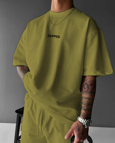 ZAPPED OVERSIZE CREW NECK COTTON T-SHIRT - PISTACHIO