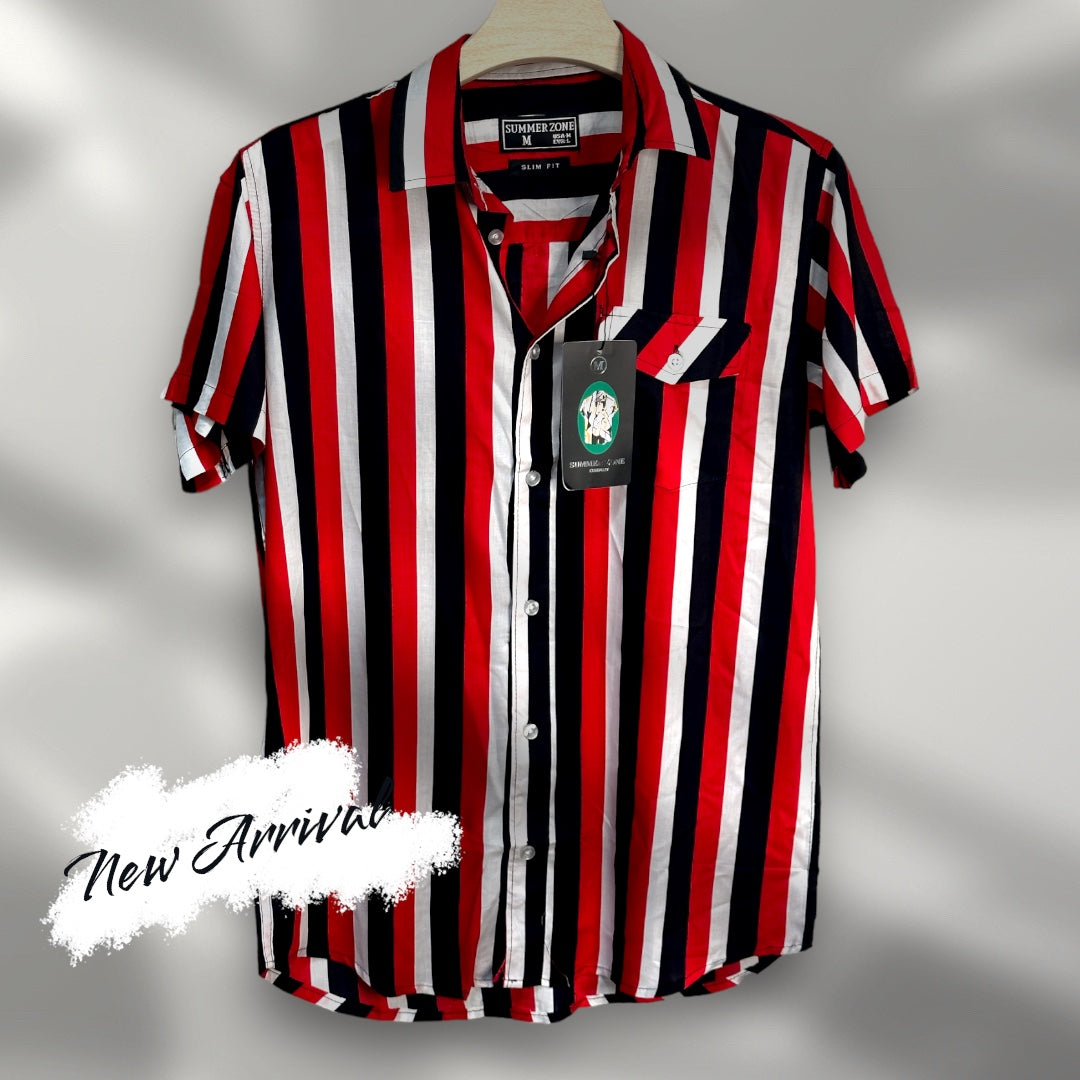 Red Stripped Print Shirt For Men