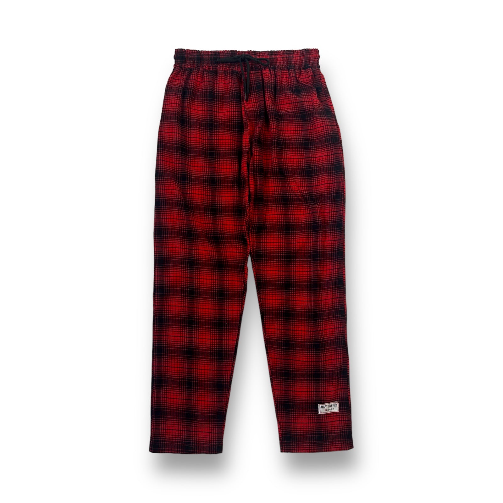 Zapped Loose Fit Plaid Cord Pant - Red Black