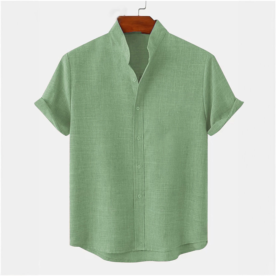 Pistachio Ban Collar full Patti Shirt