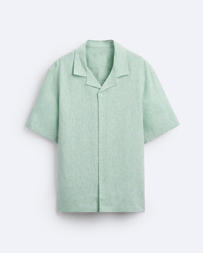 CLASSIC BOWLING LINEN SHIRT - SEA GREEN