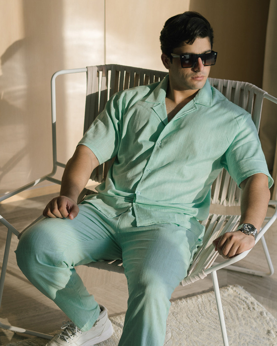 CLASSIC BOWLING LINEN SHIRT - SEA GREEN
