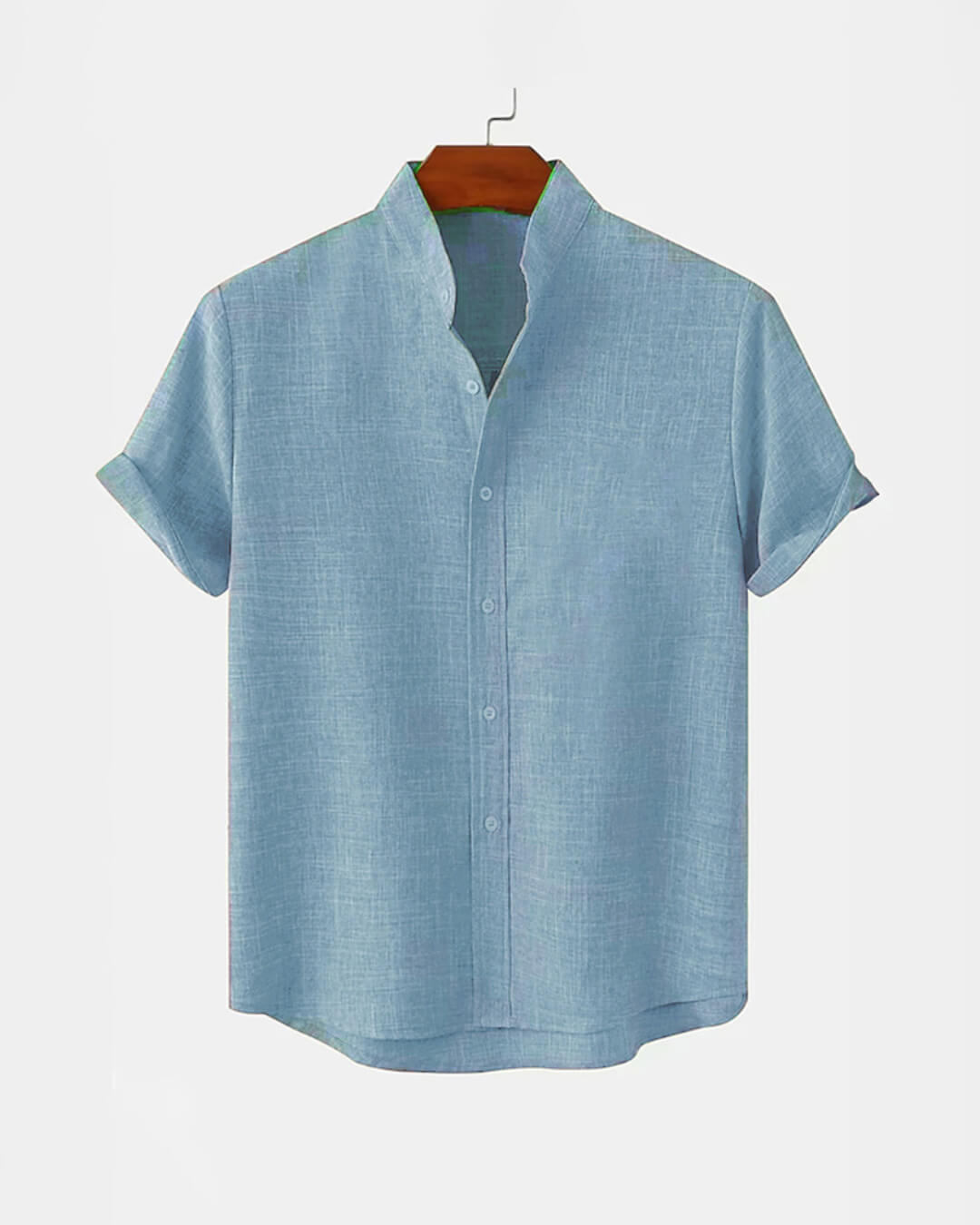BAN COLLAR LINEN SHIRT - SKY BLUE