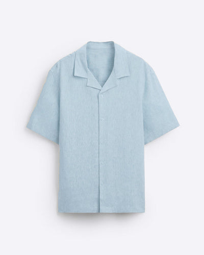 CLASSIC BOWLING LINEN SHIRT - BLUE
