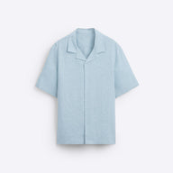 RELAXED FIT BOWLING LINEN SHIRT - BLUE