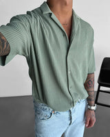OVERSIZE RIBBED SHIRT - TEA GREEN