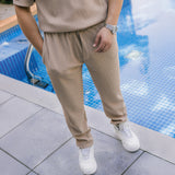 LOOSE FIT RIBBED PANTS - TAN