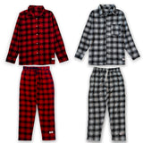 Loose Fit Plaid Long Sleeve Shirt & Trouser Set