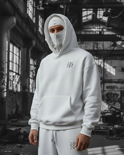 Zapped Balaclava Ninja Hoodie - White
