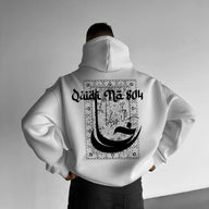 CALLIGRAPHIC QAIDI NO 804 IK HOODIE - WHITE BLACK