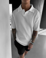 OVERSIZE RIBBED POLO T-SHIRT - WHITE
