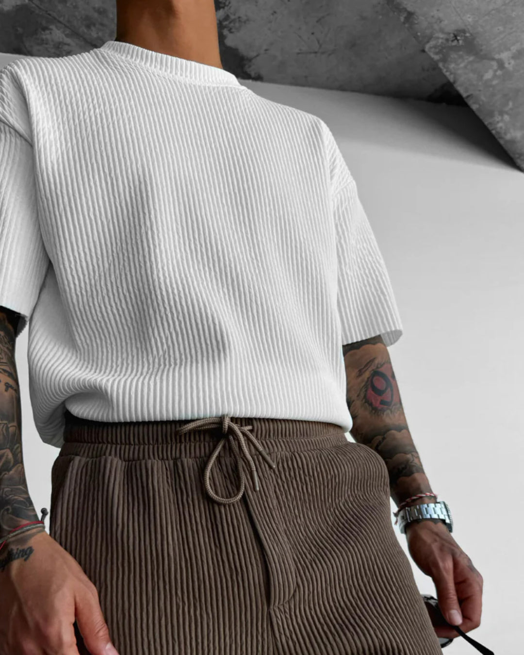 OVERSIZE RIBBED T-SHIRT - WHITE