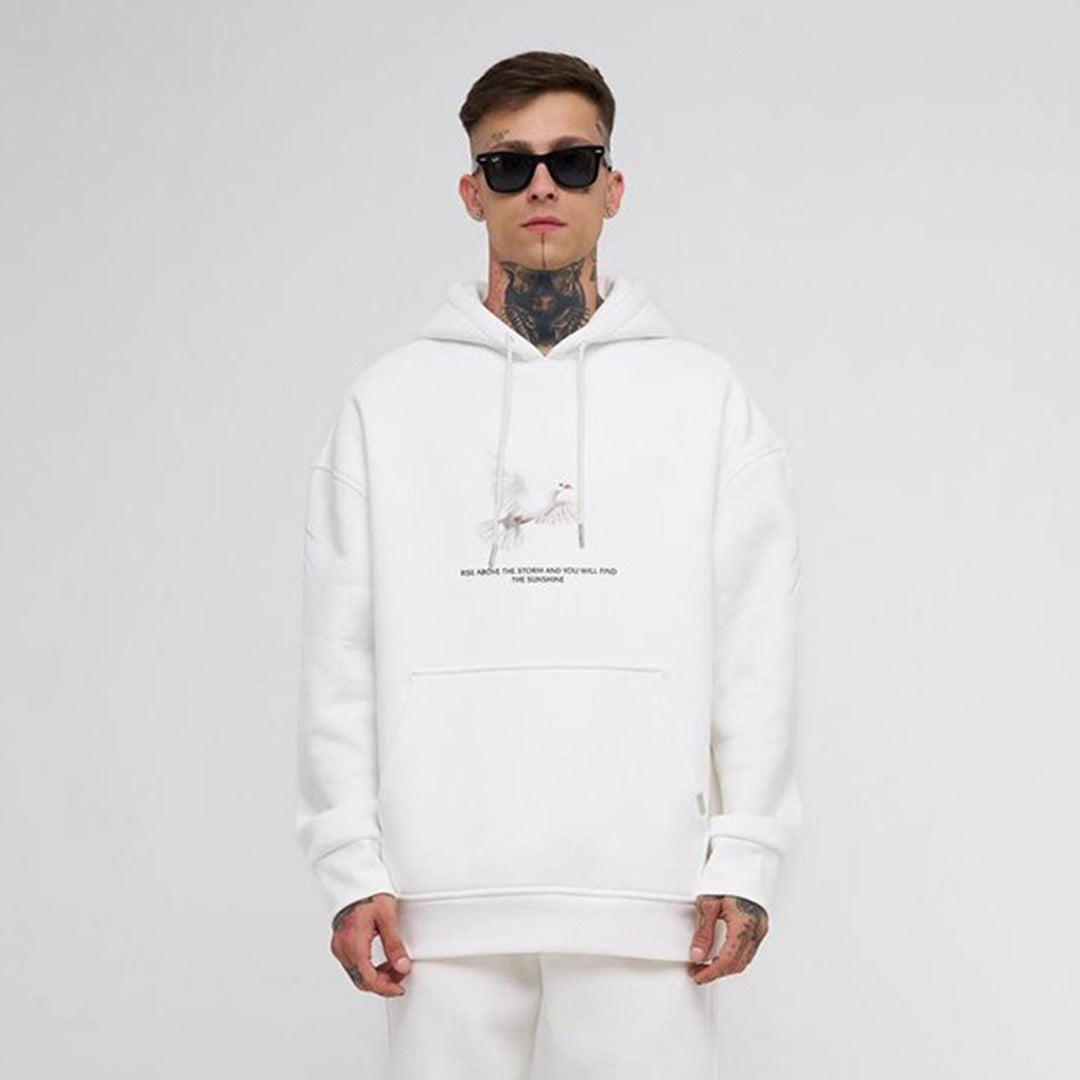 Oversize Rise Above Hoodie - White