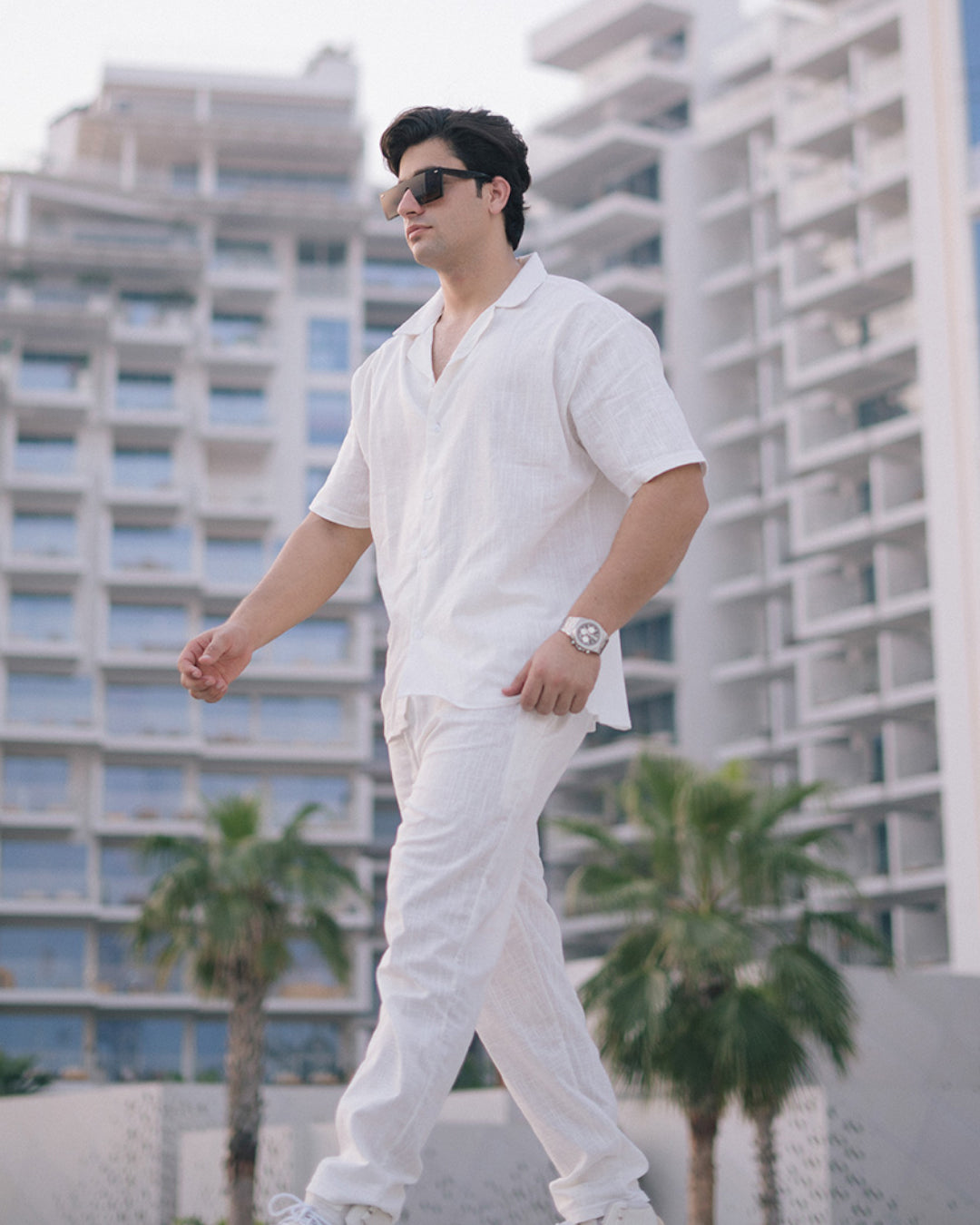 SIGNATURE LOOSE FIT RICH LINEN CORD SET - WHITE