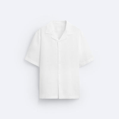 CLASSIC BOWLING LINEN SHIRT - WHITE