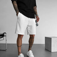 LOOSE FIT RIBBED SHORTS - WHITE