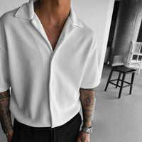 OVERSIZE RIBBED SHIRT - WHITE