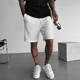 LOOSE FIT RIBBED SHORTS - WHITE