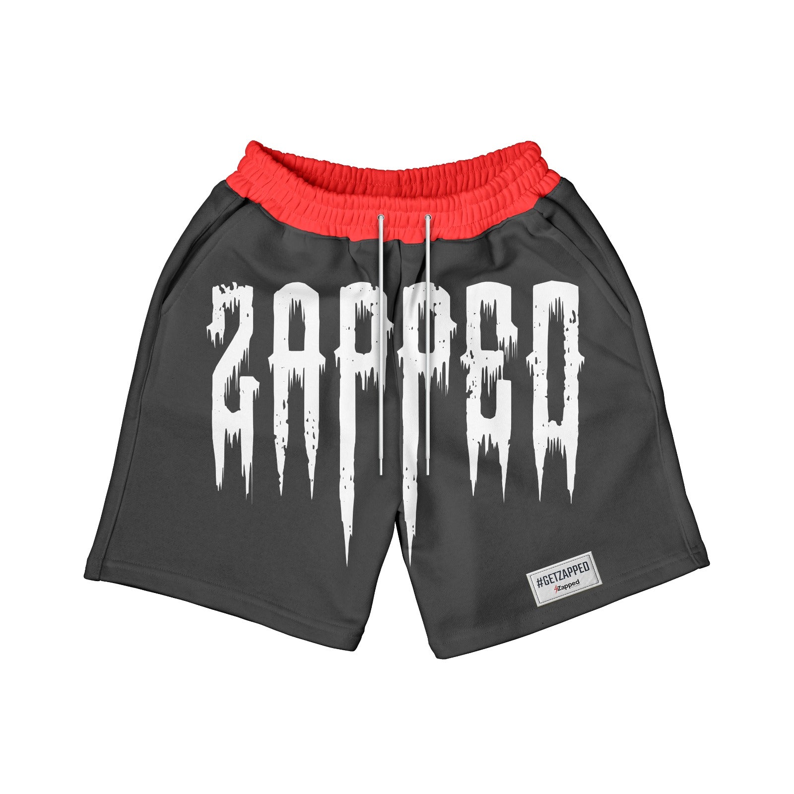 Zapped Red & Black Terry Cotton Shorts