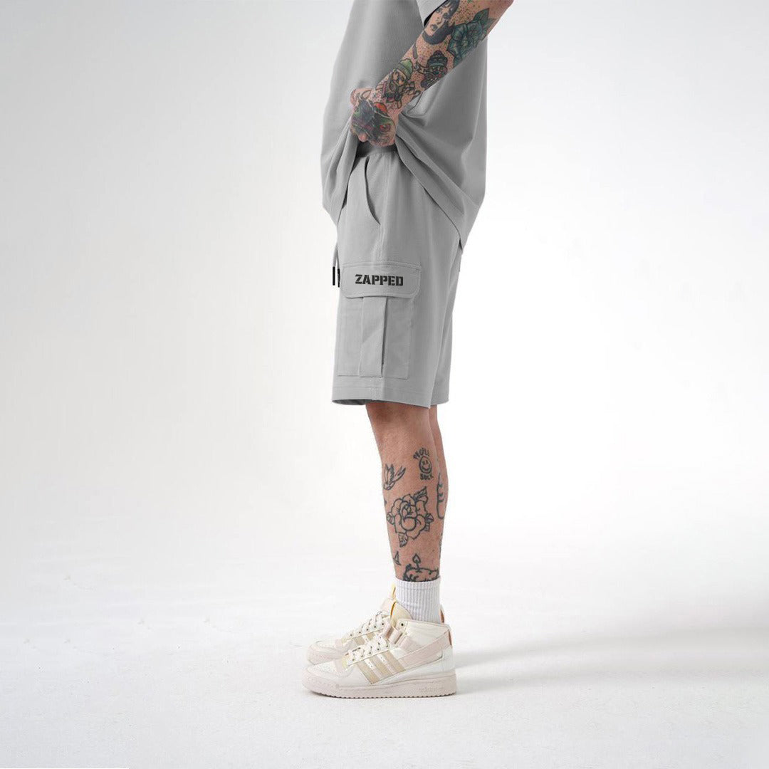 Zapped Oversize T-Shirt & Cargo Short Set - Gray