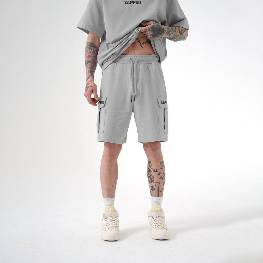 Zapped Oversize T-Shirt & Cargo Short Set - Gray