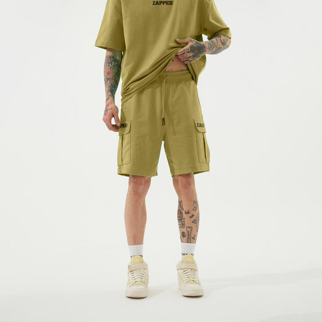 Zapped Oversize T-Shirt & Cargo Short Set - Olive