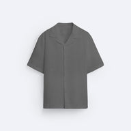 RELAXED FIT BOWLING LINEN SHIRT - GRAY