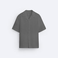 RELAXED FIT BOWLING LINEN SHIRT - GRAY