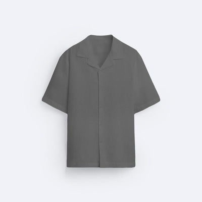 CLASSIC BOWLING LINEN SHIRT - GRAY