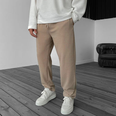 LOOSE FIT RIBBED PANTS - TAN