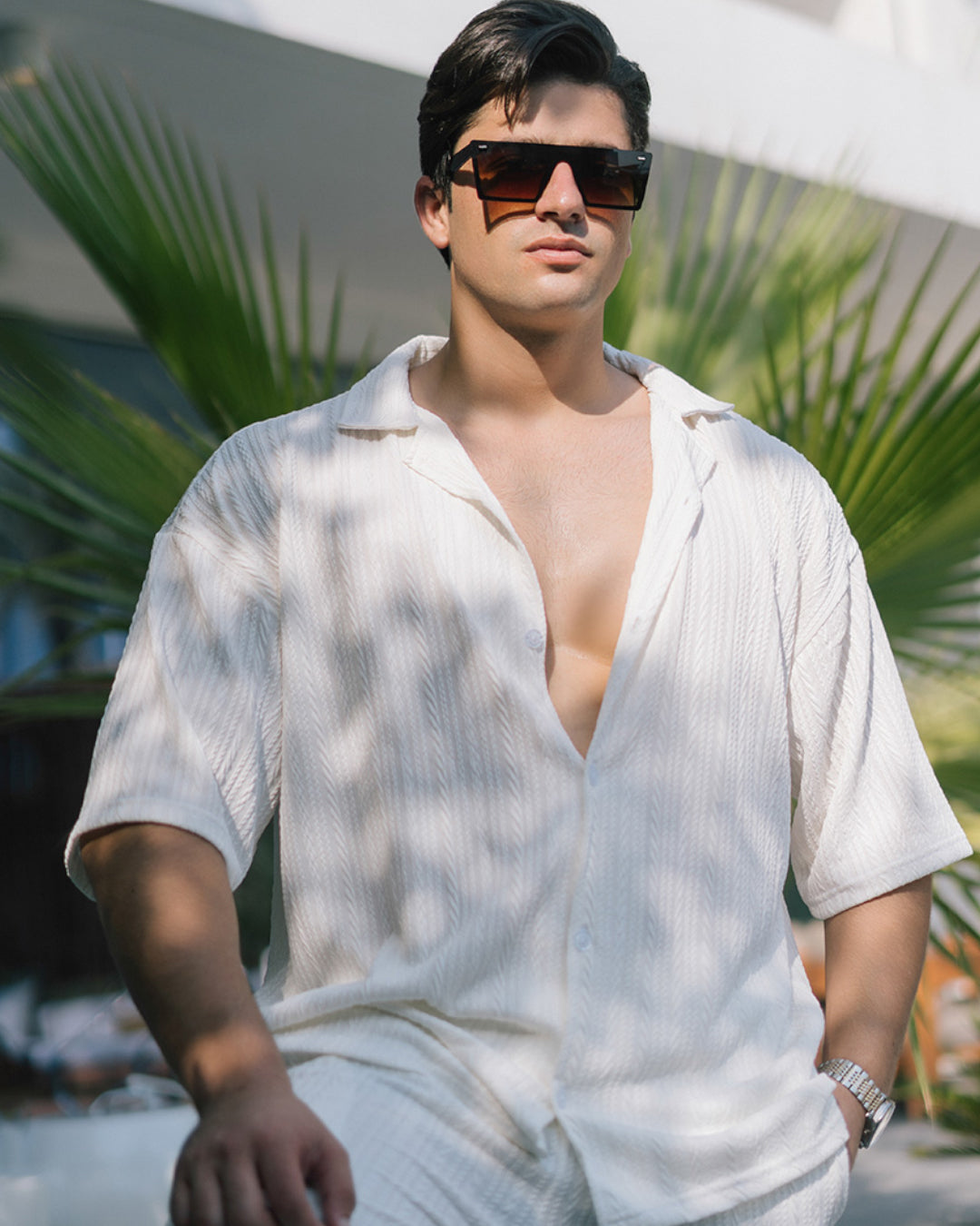 Oversize Structured Shirt & Trouser Set - White