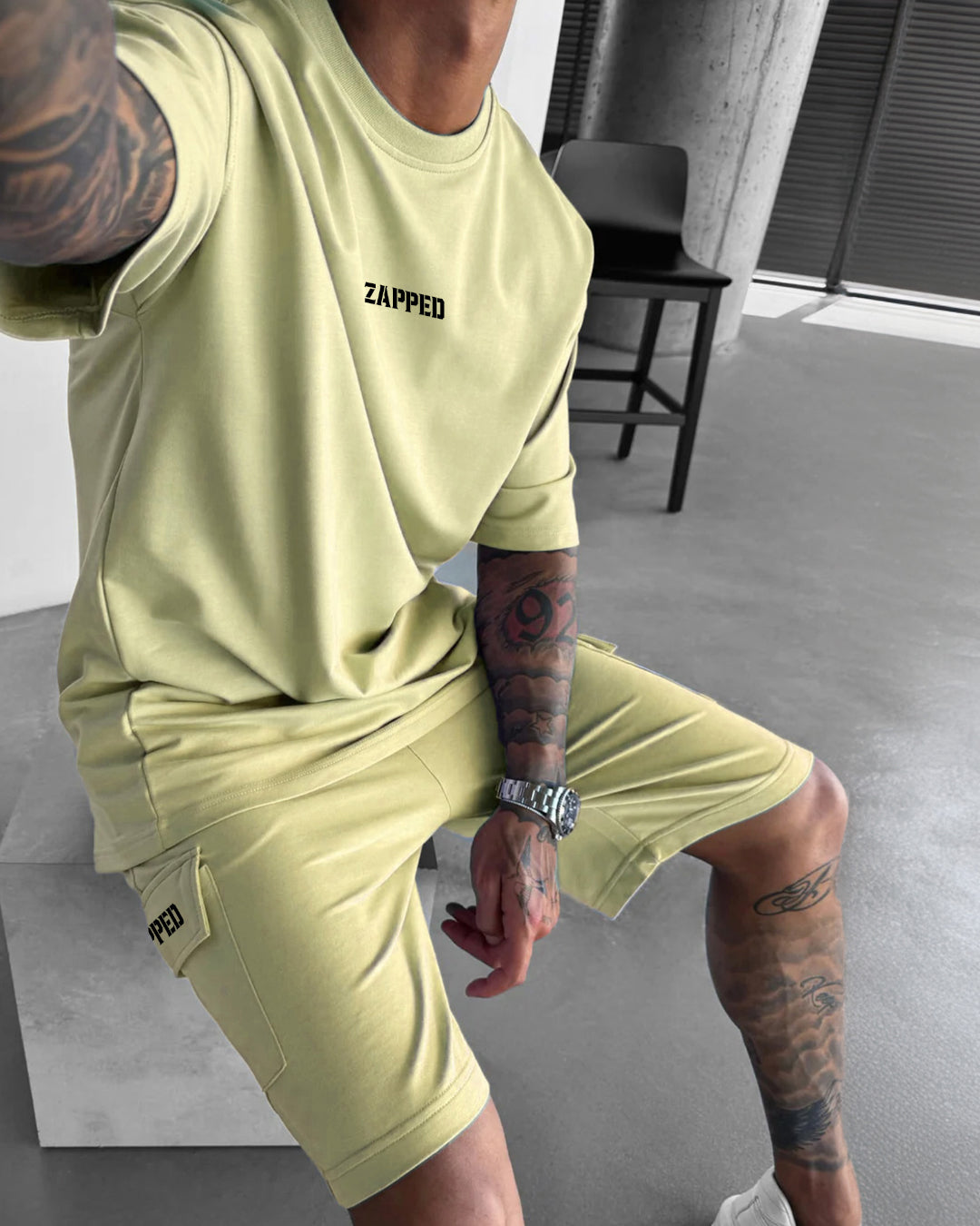 ZAPPED OVERSIZE CREW NECK COTTON T-SHIRT - LEMON