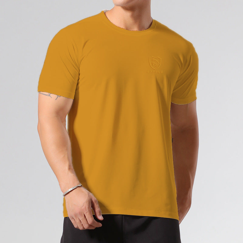 Men's Mesh Panel Tee T-Shirt- Orange