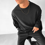 Oversized Full Sleeve O Neck T-Shirt & Trouser Set - Black