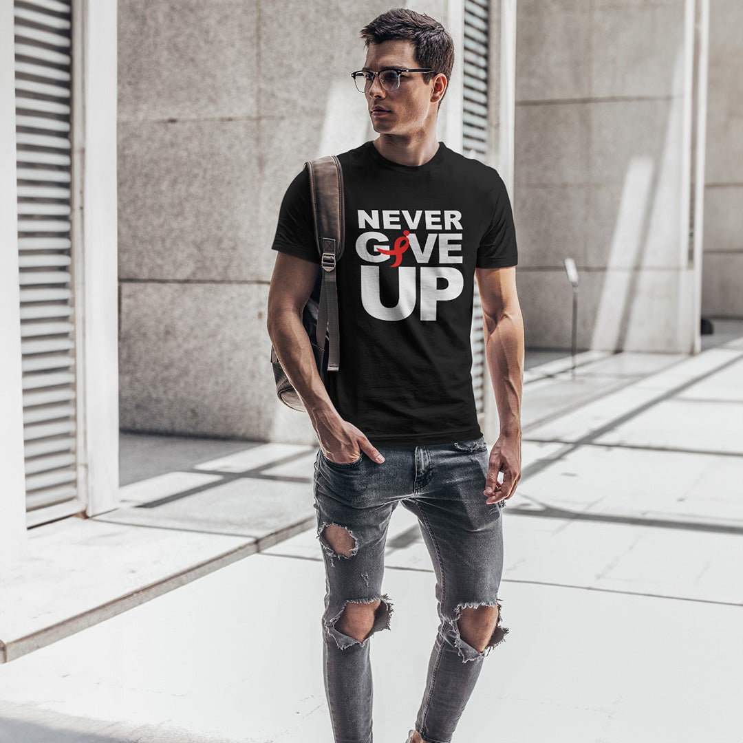 Never Give Up Slogan Graphic T-Shirt