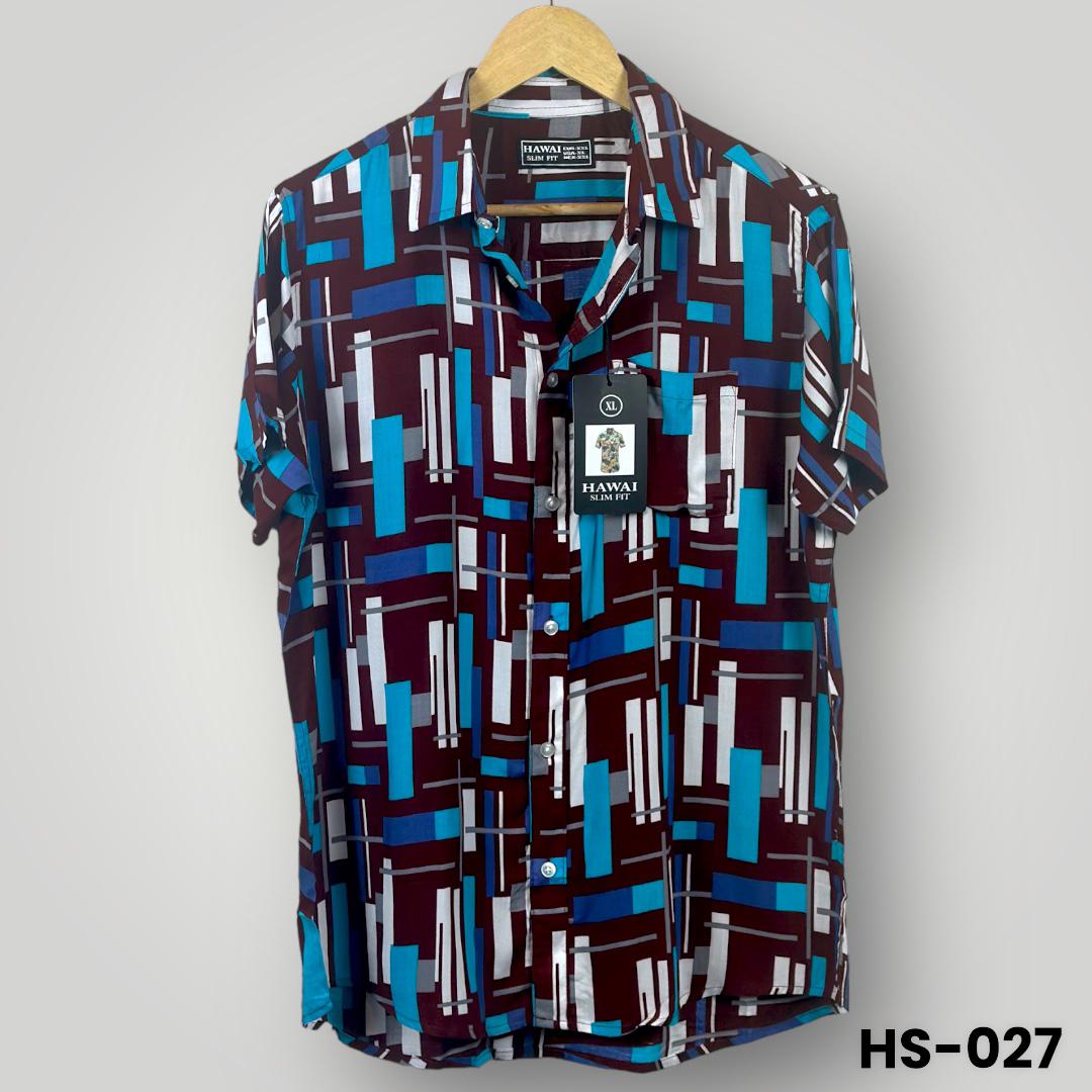 Multi Colour Stripes Hawayi Shirt - Blue