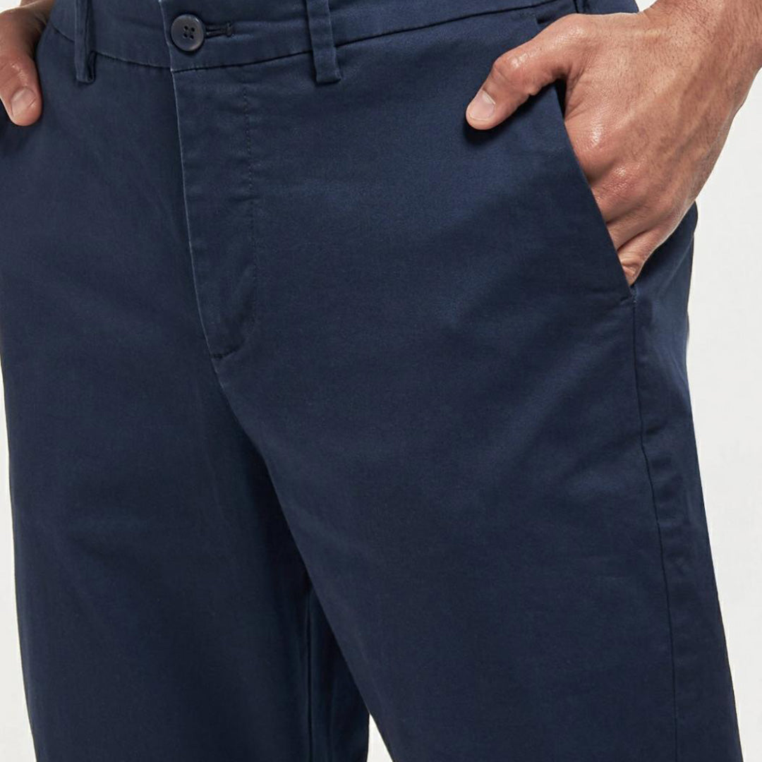 Dark Blue Regular Fit Chinos with Button Closure and Pockets