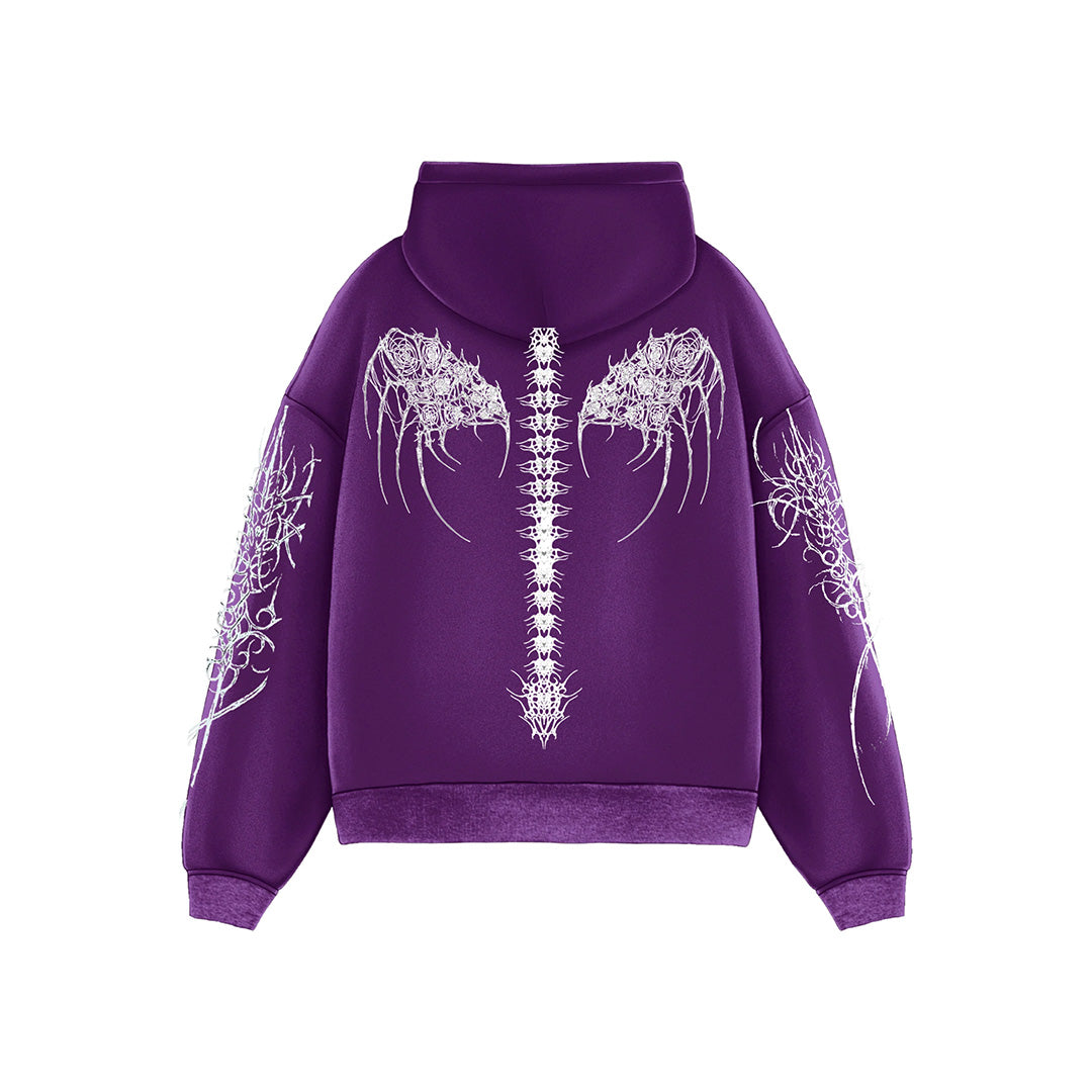 Oversize Dark Angel Hoodie - Purple