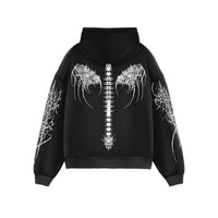 Oversize Dark Angel Hoodie - Black