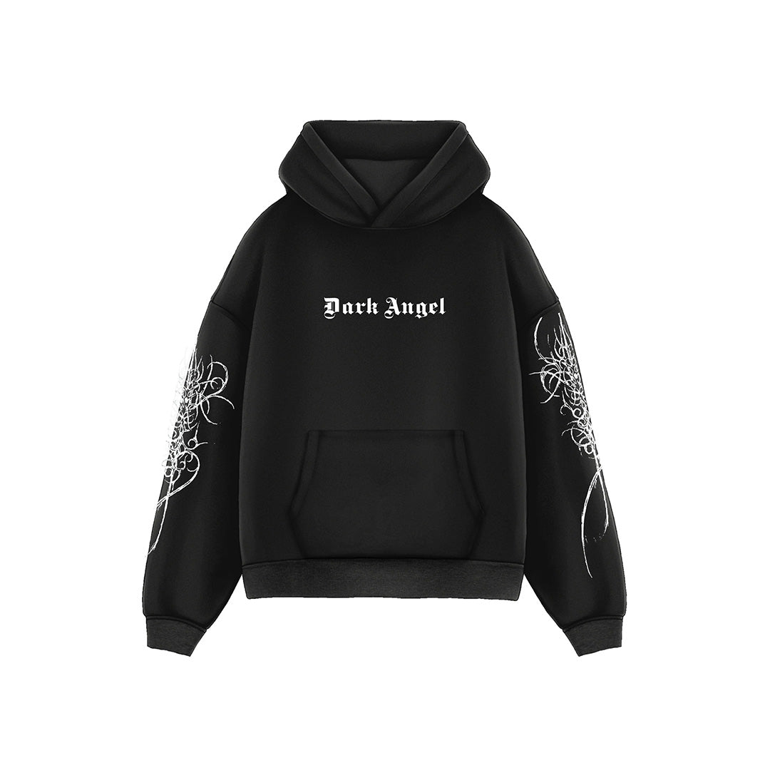 Oversize Dark Angel Hoodie - Black